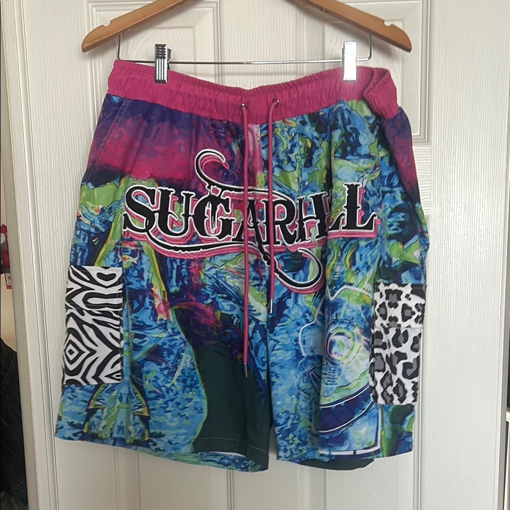 Sugar Pink and Blue Graphic Shorts